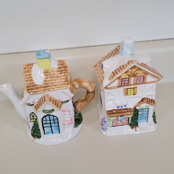 Vintage Houston Harvest Christmas Teapot and Sugar Canister - Picture 2 of 10